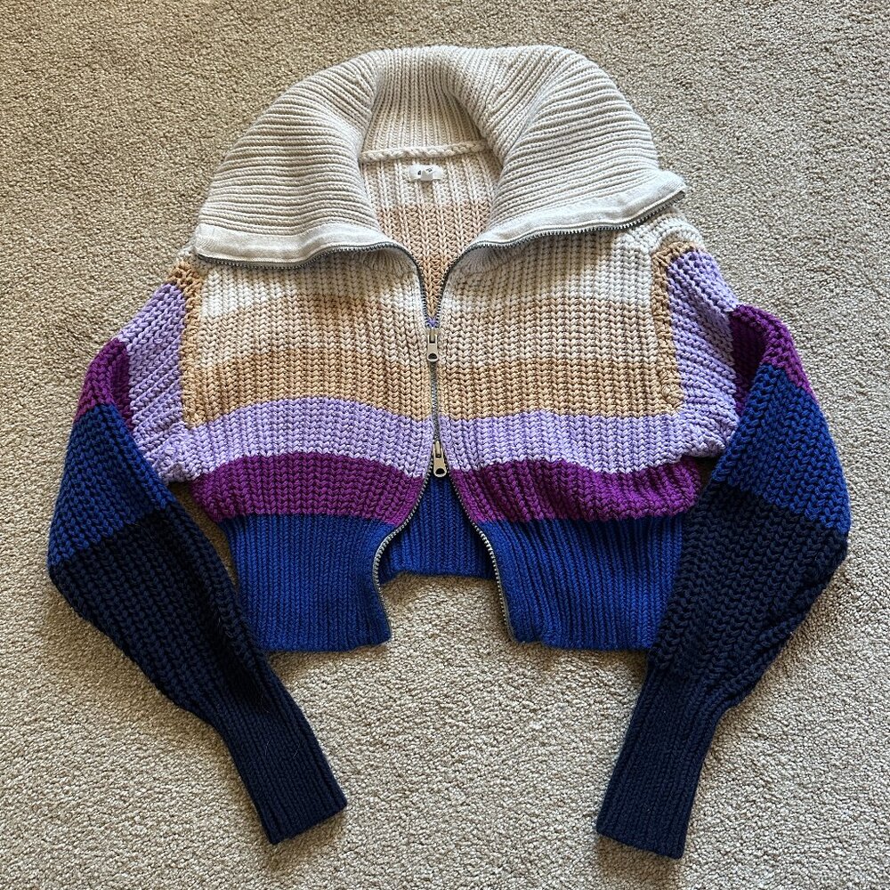 Aerie Cropped Zip Up Sweater